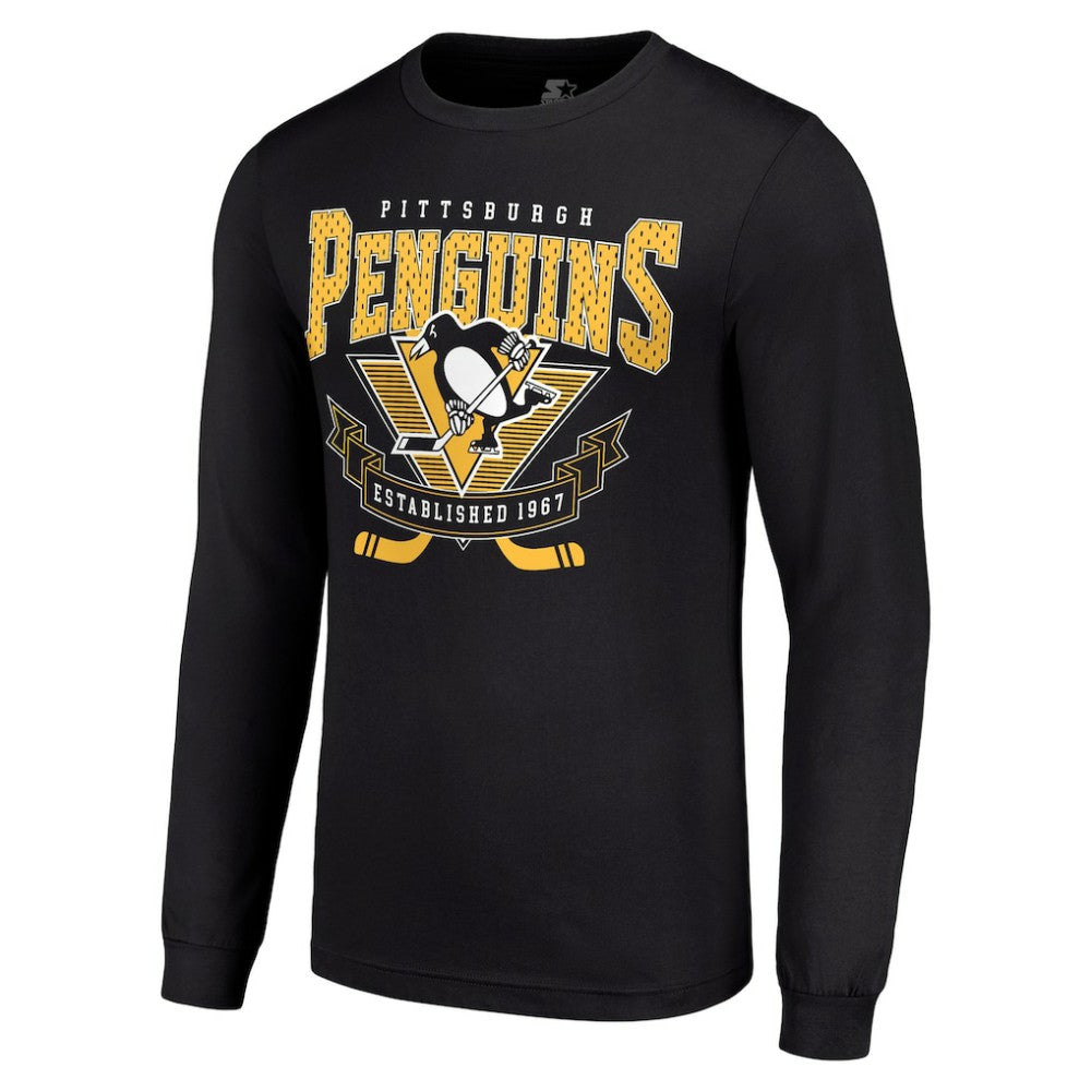 Pittsburgh Penguins Starter Team Logo Graphic Long Sleeve T-Shirt - Black - NHL