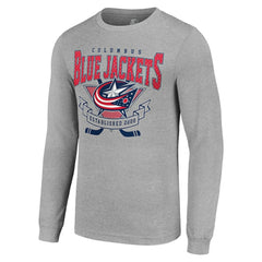 Columbus Blue Jackets Starter '80s Inspired Team Logo Long Sleeve T-Shirt - Heather Gray - NHL
