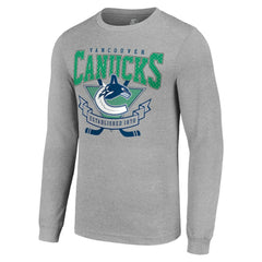 Vancouver Canucks Starter '80s Inspired Team Logo Long Sleeve T-Shirt - Heather Gray - NHL