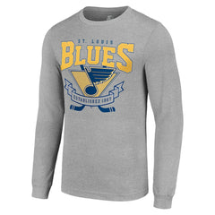 St. Louis Blues Starter '80s Inspired Team Logo Long Sleeve T-Shirt - Heather Gray - NHL