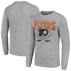 Philadelphia Flyers Starter '80s Inspired Team Logo Long Sleeve T-Shirt - Heather Gray - NHL
