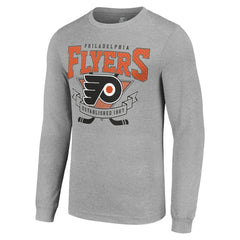Philadelphia Flyers Starter '80s Inspired Team Logo Long Sleeve T-Shirt - Heather Gray - NHL
