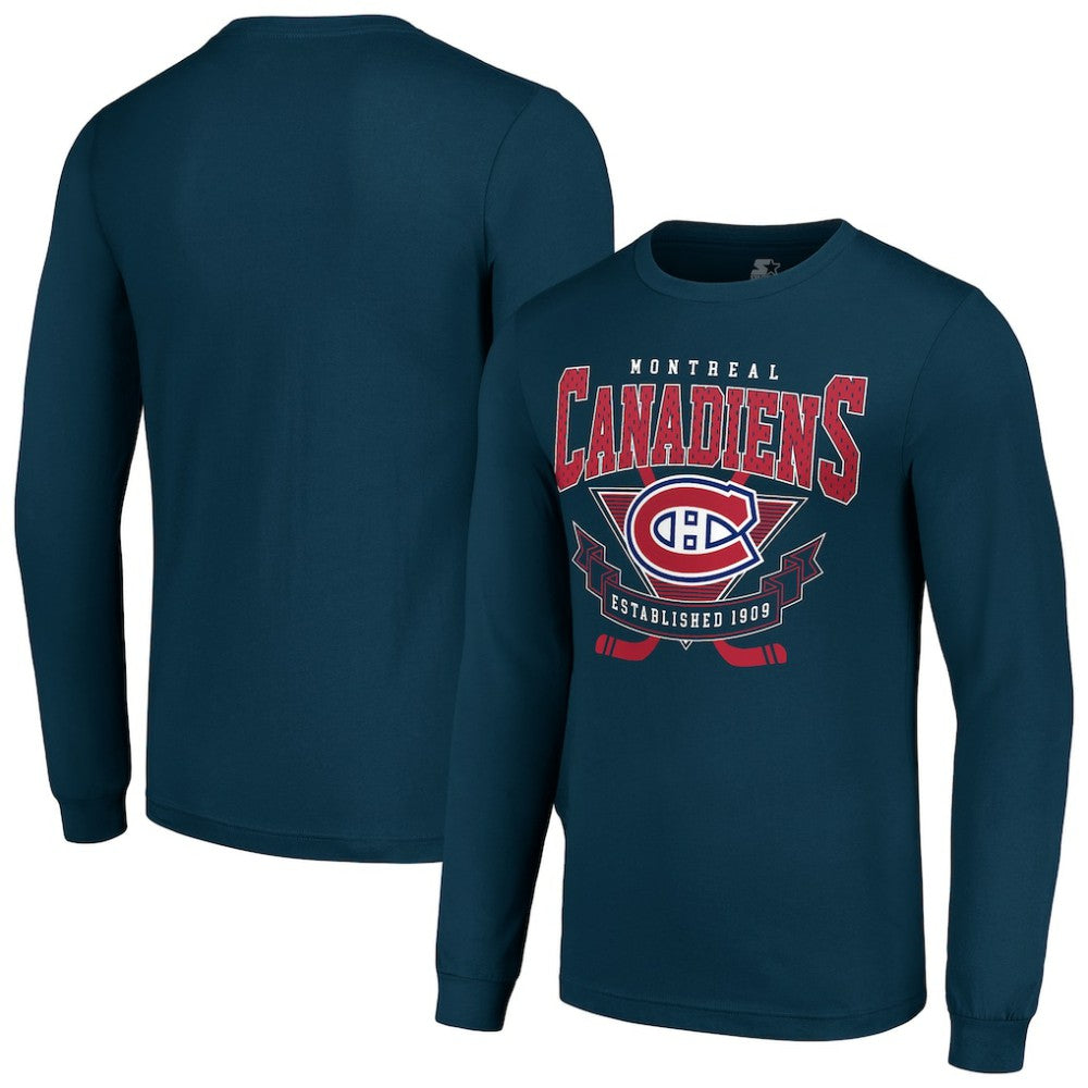 Montreal Canadiens Starter Team Logo Graphic Long Sleeve T-Shirt - Navy - NHL