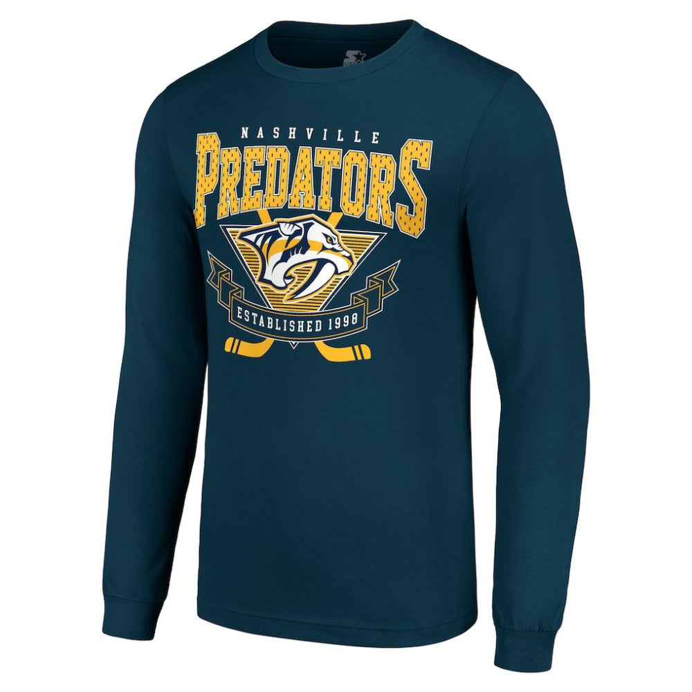 Nashville Predators Starter Team Logo Graphic Long Sleeve T-Shirt - Navy - NHL