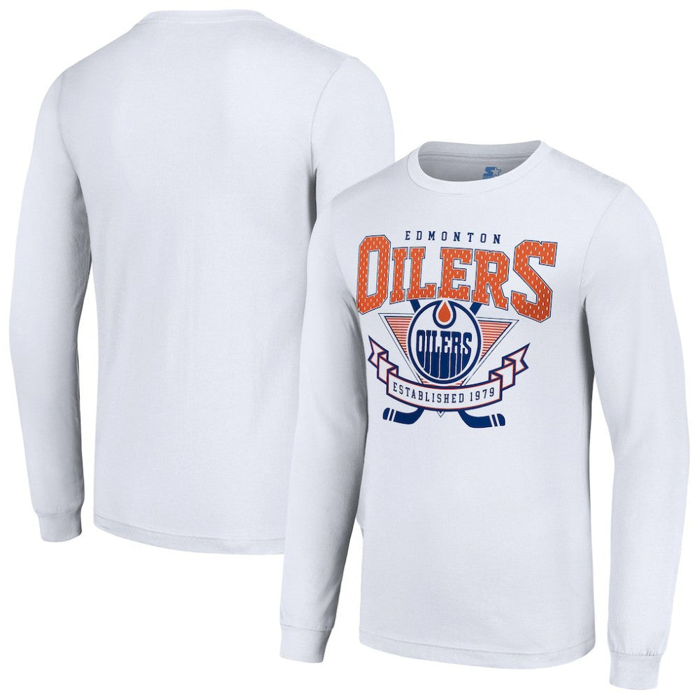 Edmonton Oilers Starter Team Logo Graphic Long Sleeve T-Shirt - White - NHL