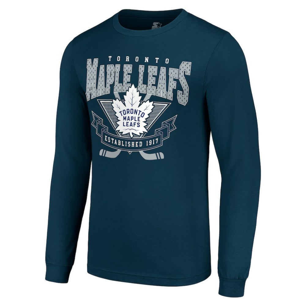 Toronto Maple Leafs Starter Team Logo Graphic Long Sleeve T-Shirt - Navy - NHL
