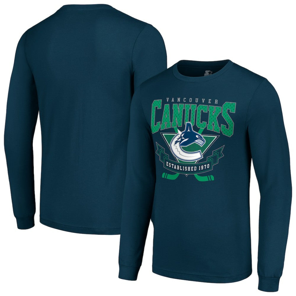 Vancouver Canucks Starter Team Logo Graphic Long Sleeve T-Shirt - Navy - NHL