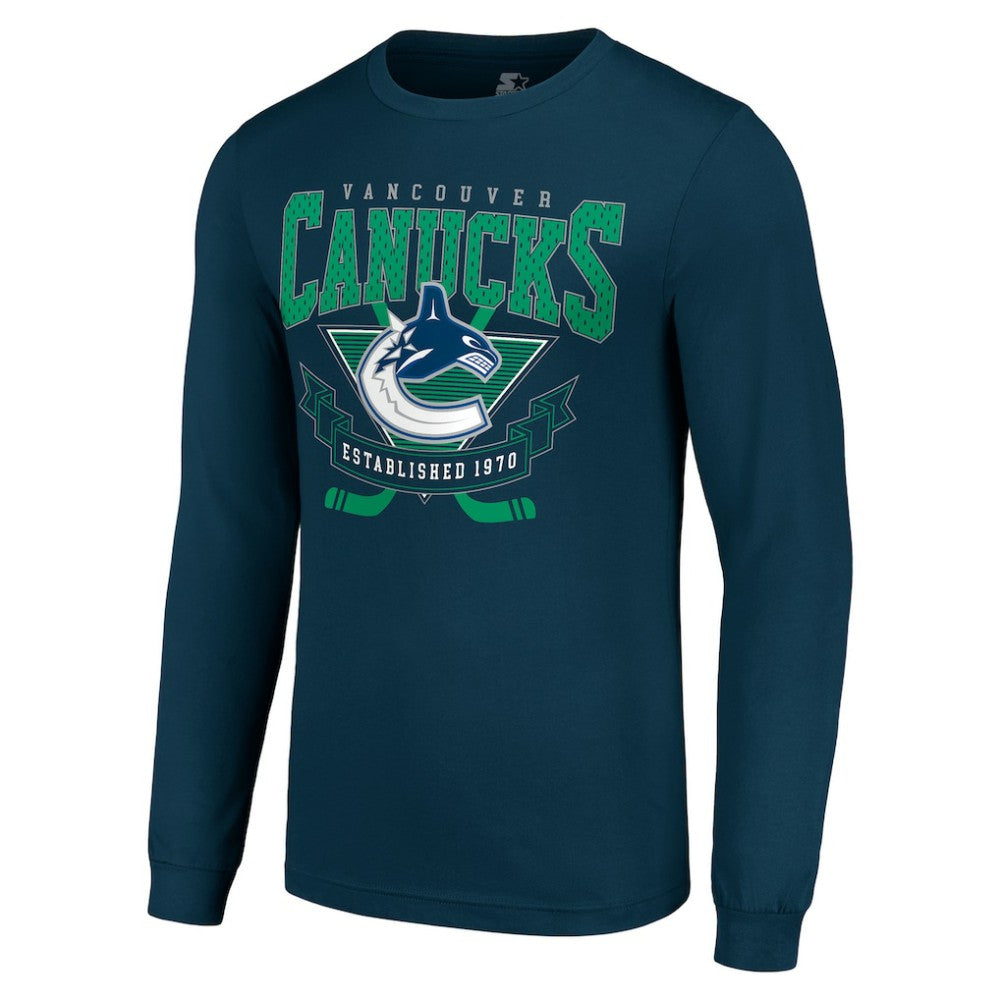Vancouver Canucks Starter Team Logo Graphic Long Sleeve T-Shirt - Navy - NHL