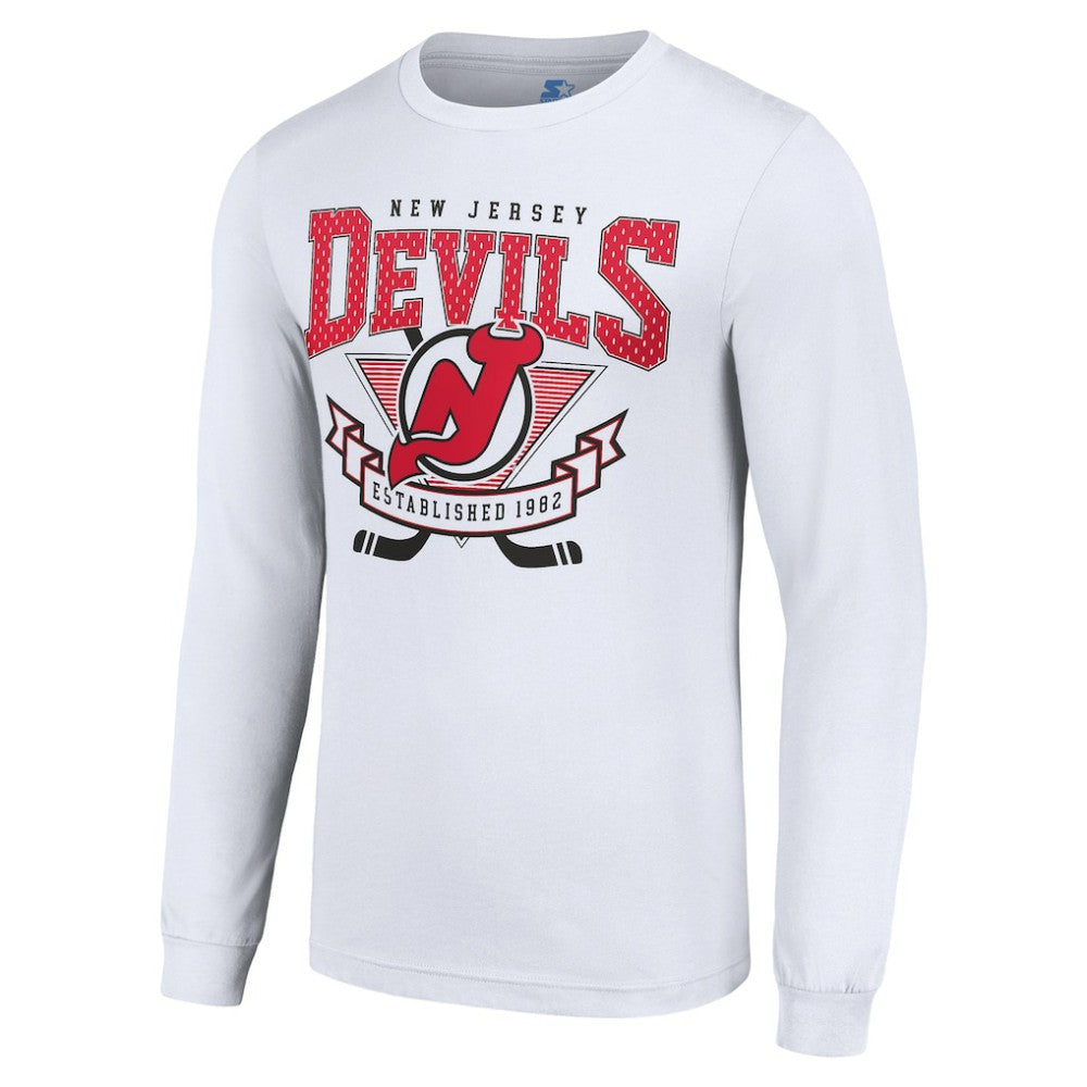 New Jersey Devils Starter Team Logo Graphic Long Sleeve T-Shirt - White - NHL