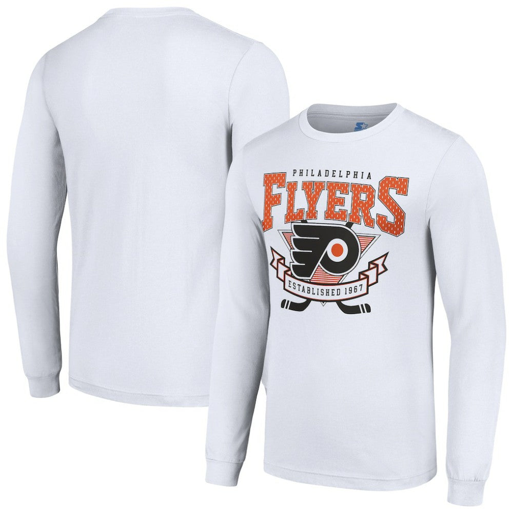 Philadelphia Flyers Starter Team Logo Graphic Long Sleeve T-Shirt - White - NHL
