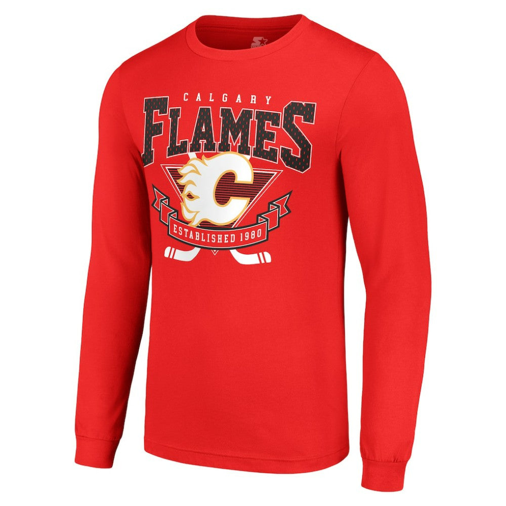 Calgary Flames Starter Team Logo Graphic Long Sleeve T-Shirt - Red - NHL