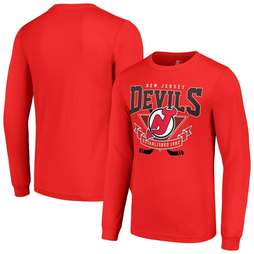 New Jersey Devils Starter Team Logo Graphic Long Sleeve T-Shirt - Red - NHL