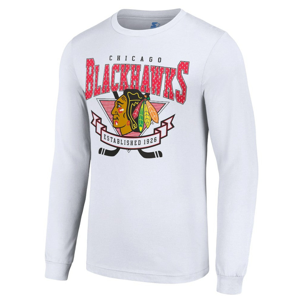 Chicago Blackhawks Starter Team Logo Graphic Long Sleeve T-Shirt - White - NHL