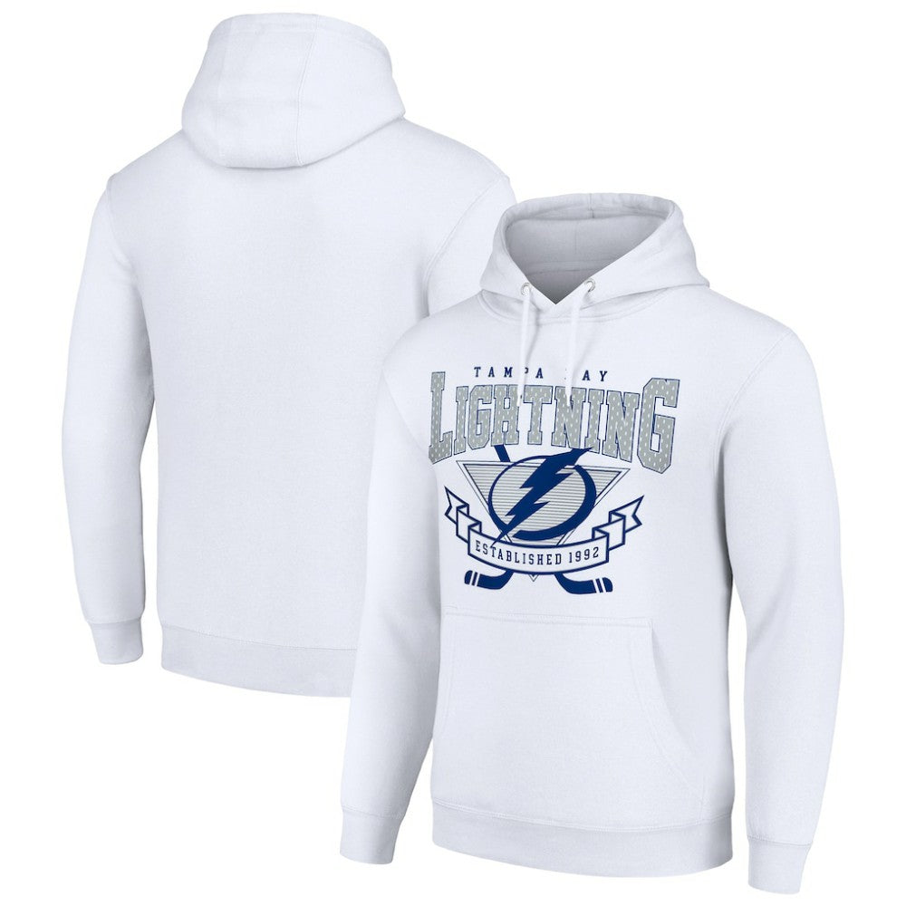 Tampa Bay Lightning Starter Team Logo Graphic Fleece Tri-Blend Pullover Hoodie - White - NHL