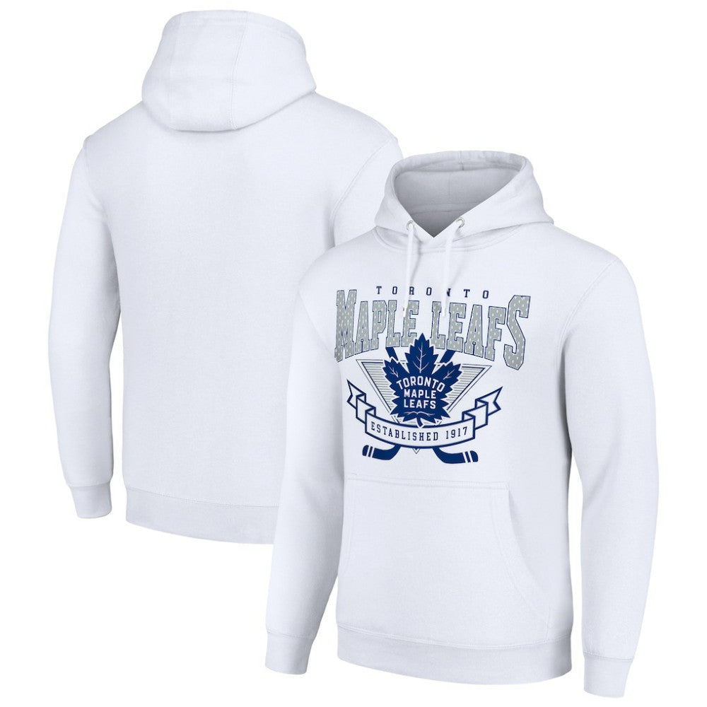 Toronto Maple Leafs Starter Team Logo Graphic Fleece Tri-Blend Pullover Hoodie - White - NHL