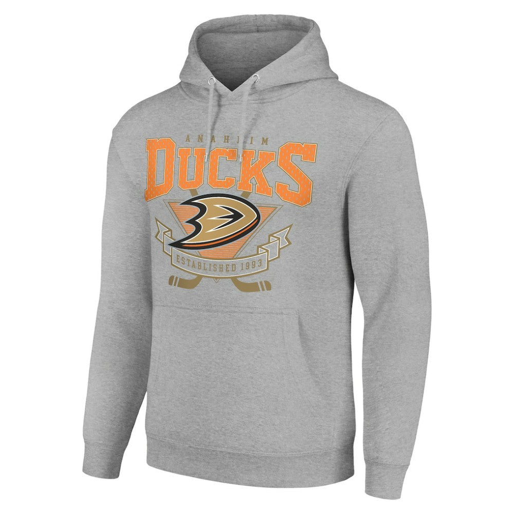 Anaheim Ducks Starter Team Logo Graphic Fleece Tri-Blend Pullover Hoodie - Heather Gray - NHL