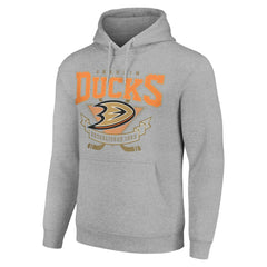 Anaheim Ducks Starter Team Logo Graphic Fleece Tri-Blend Pullover Hoodie - Heather Gray - NHL