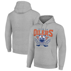 Edmonton Oilers Starter Team Logo Graphic Fleece Tri-Blend Pullover Hoodie - Heather Gray - NHL