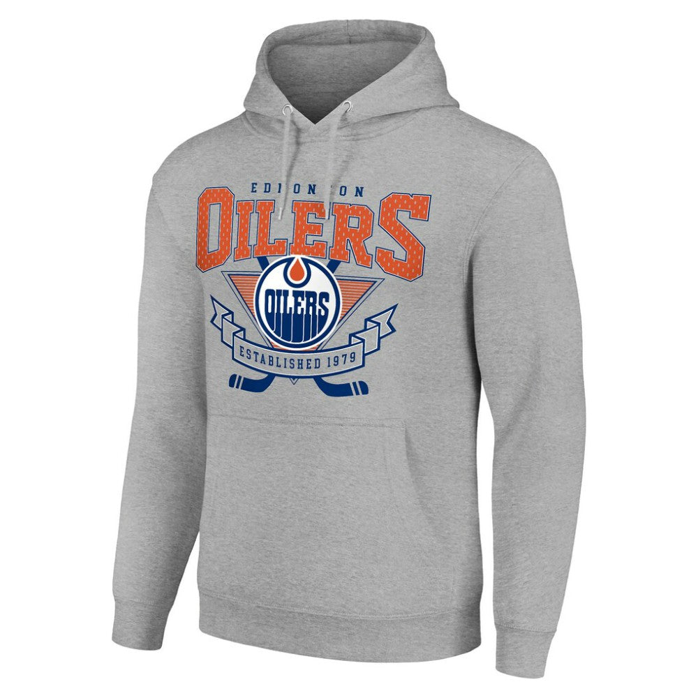 Edmonton Oilers Starter Team Logo Graphic Fleece Tri-Blend Pullover Hoodie - Heather Gray - NHL