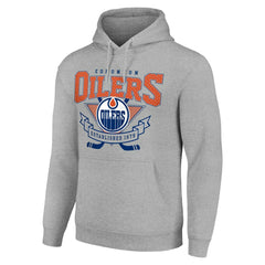 Edmonton Oilers Starter Team Logo Graphic Fleece Tri-Blend Pullover Hoodie - Heather Gray - NHL