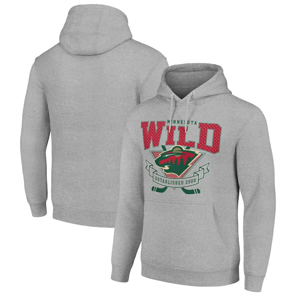 Minnesota Wild Starter Team Logo Graphic Fleece Tri-Blend Pullover Hoodie - Heather Gray - NHL