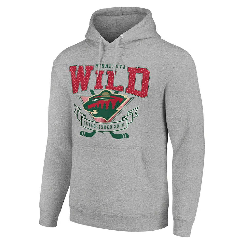 Minnesota Wild Starter Team Logo Graphic Fleece Tri-Blend Pullover Hoodie - Heather Gray - NHL