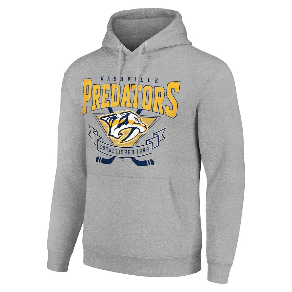 Nashville Predators Starter Team Logo Graphic Fleece Tri-Blend Pullover Hoodie - Heather Gray - NHL