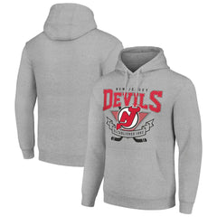 New Jersey Devils Starter Team Logo Graphic Fleece Tri-Blend Pullover Hoodie - Heather Gray - NHL