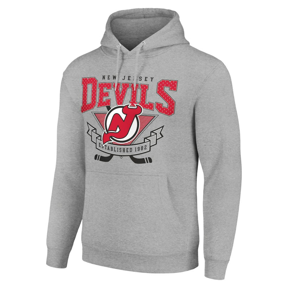New Jersey Devils Starter Team Logo Graphic Fleece Tri-Blend Pullover Hoodie - Heather Gray - NHL