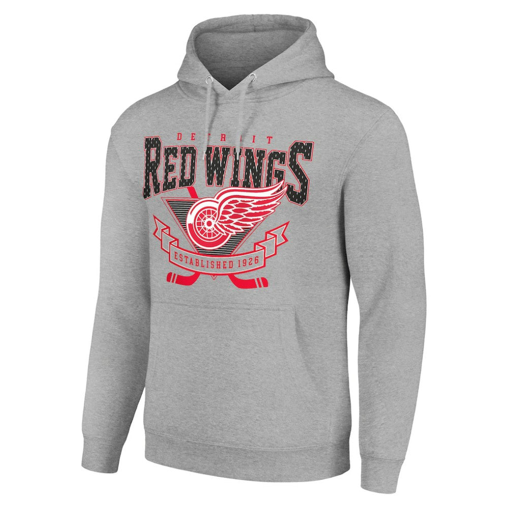 Detroit Red Wings Starter Team Logo Graphic Fleece Tri-Blend Pullover Hoodie - Heather Gray - NHL