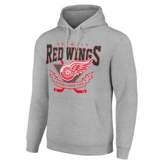 Detroit Red Wings Starter Team Logo Graphic Fleece Tri-Blend Pullover Hoodie - Heather Gray - NHL