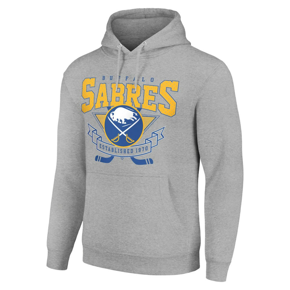Buffalo Sabres Starter Team Logo Graphic Fleece Tri-Blend Pullover Hoodie - Heather Gray - NHL