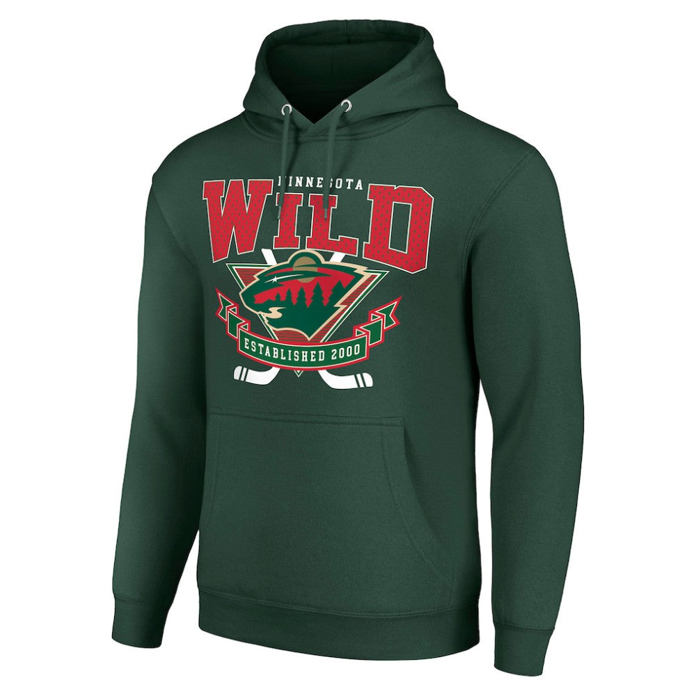 Minnesota Wild Starter Team Logo Graphic Fleece Tri-Blend Pullover Hoodie - Olive - NHL