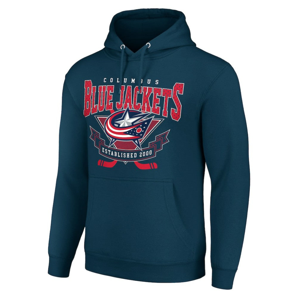 Columbus Blue Jackets Starter Team Logo Graphic Fleece Tri-Blend Pullover Hoodie - Navy - NHL