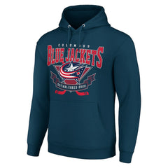 Columbus Blue Jackets Starter Team Logo Graphic Fleece Tri-Blend Pullover Hoodie - Navy - NHL