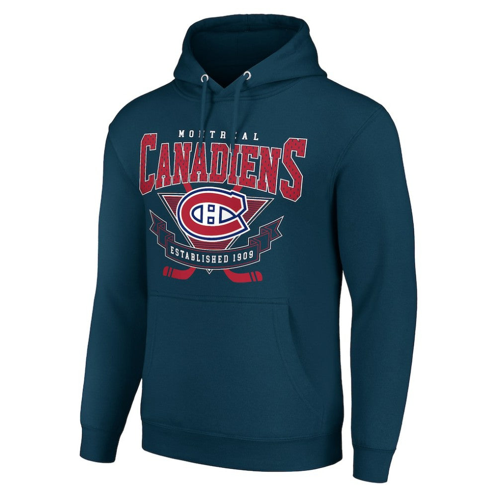 Montreal Canadiens Starter Team Logo Graphic Fleece Tri-Blend Pullover Hoodie - Navy - NHL