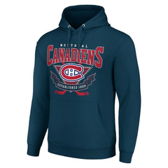 Montreal Canadiens Starter Team Logo Graphic Fleece Tri-Blend Pullover Hoodie - Navy - NHL