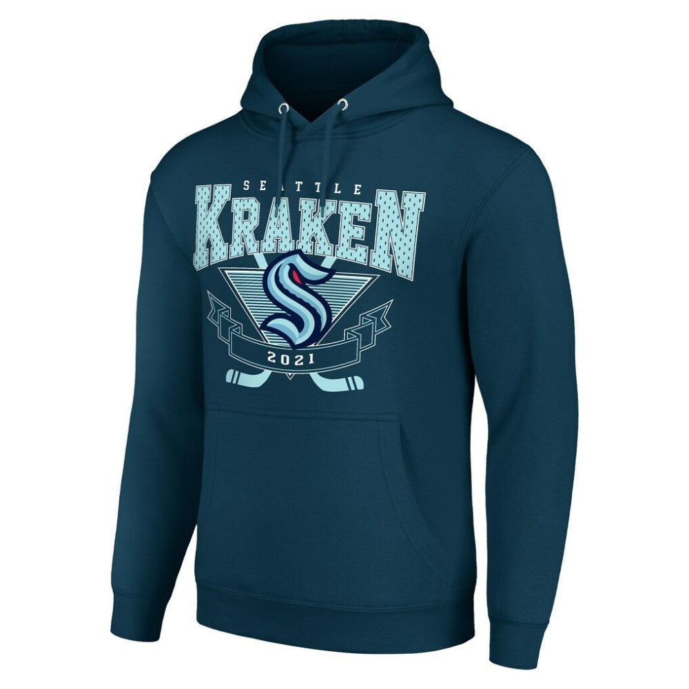 Seattle Kraken Starter Team Logo Graphic Fleece Tri-Blend Pullover Hoodie - Deep Sea Blue - NHL