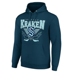 Seattle Kraken Starter Team Logo Graphic Fleece Tri-Blend Pullover Hoodie - Deep Sea Blue - NHL