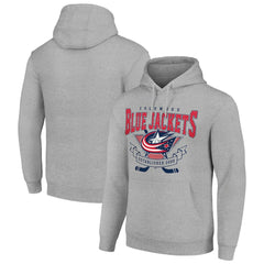 Columbus Blue Jackets Starter Team Logo Graphic Fleece Tri-Blend Pullover Hoodie - Heather Gray - NHL