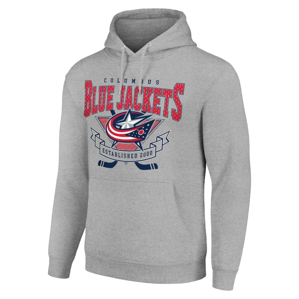 Columbus Blue Jackets Starter Team Logo Graphic Fleece Tri-Blend Pullover Hoodie - Heather Gray - NHL