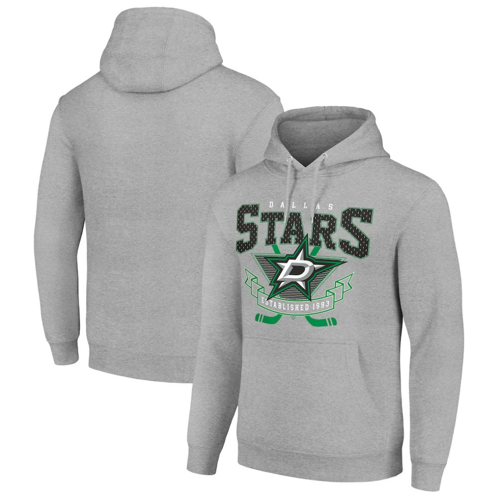 Dallas Stars Starter Team Logo Graphic Fleece Tri-Blend Pullover Hoodie - Heather Gray - NHL