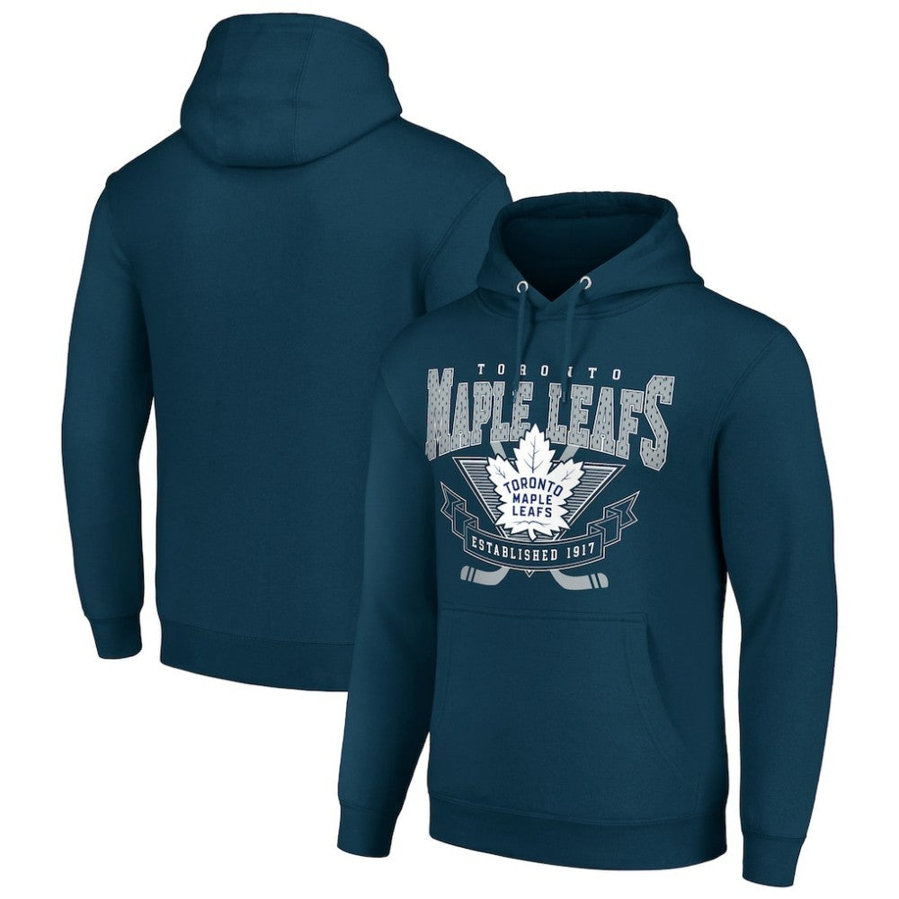 Toronto Maple Leafs Starter Team Logo Graphic Fleece Tri-Blend Pullover Hoodie - Navy - NHL