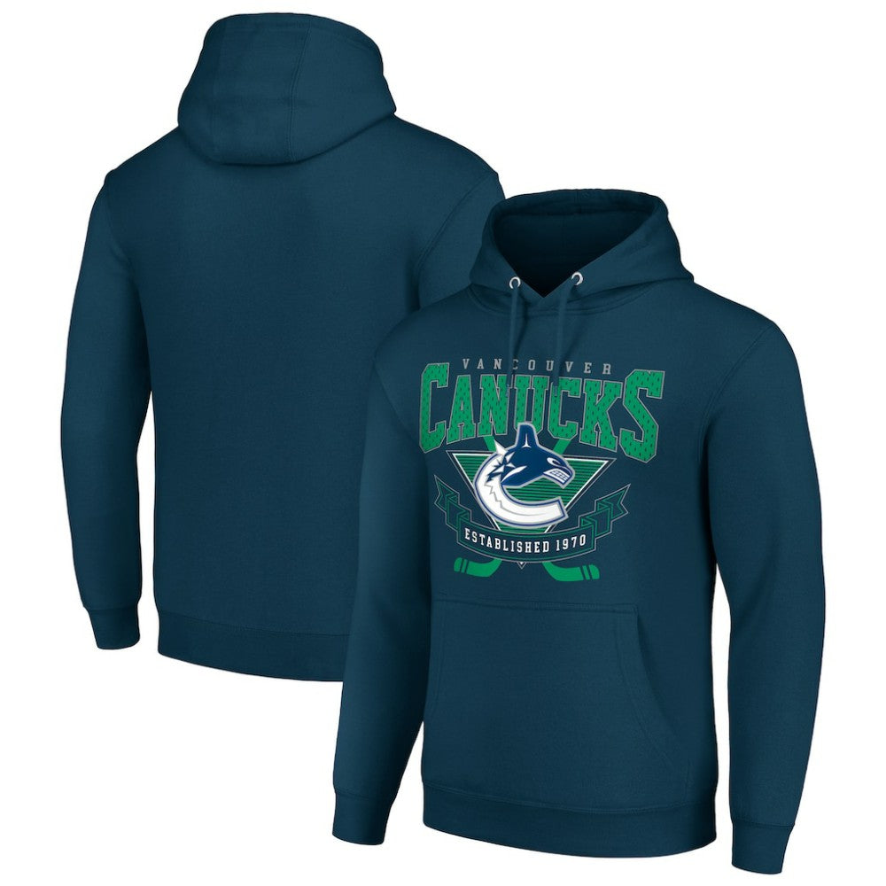 Vancouver Canucks Starter Team Logo Graphic Fleece Tri-Blend Pullover Hoodie - Navy - NHL
