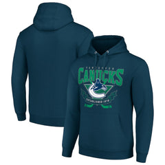 Vancouver Canucks Starter Team Logo Graphic Fleece Tri-Blend Pullover Hoodie - Navy - NHL