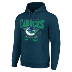 Vancouver Canucks Starter Team Logo Graphic Fleece Tri-Blend Pullover Hoodie - Navy - NHL