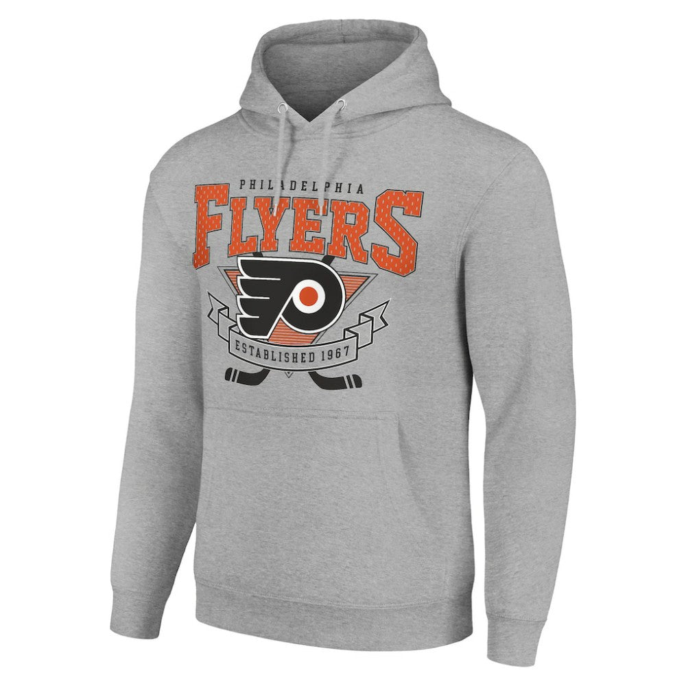 Philadelphia Flyers Starter Team Logo Graphic Fleece Tri-Blend Pullover Hoodie - Heather Gray - NHL