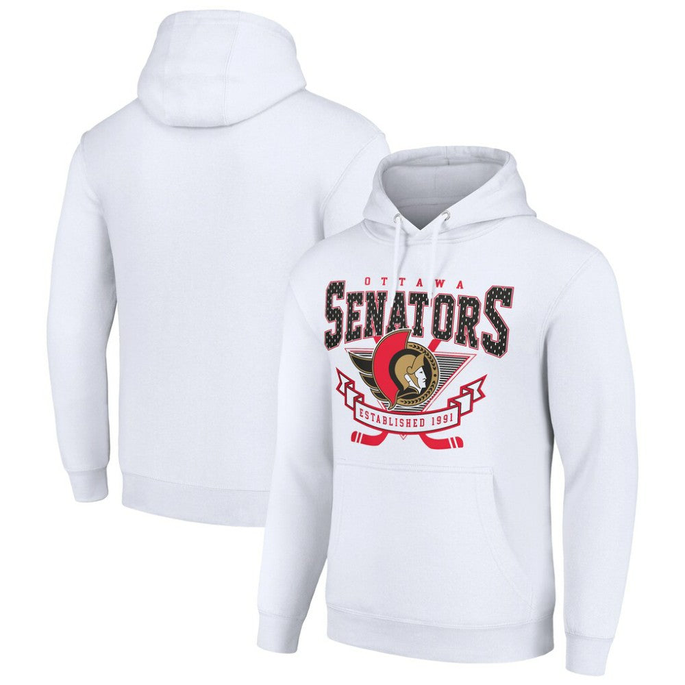 Ottawa Senators Starter Team Logo Graphic Fleece Tri-Blend Pullover Hoodie - White - NHL