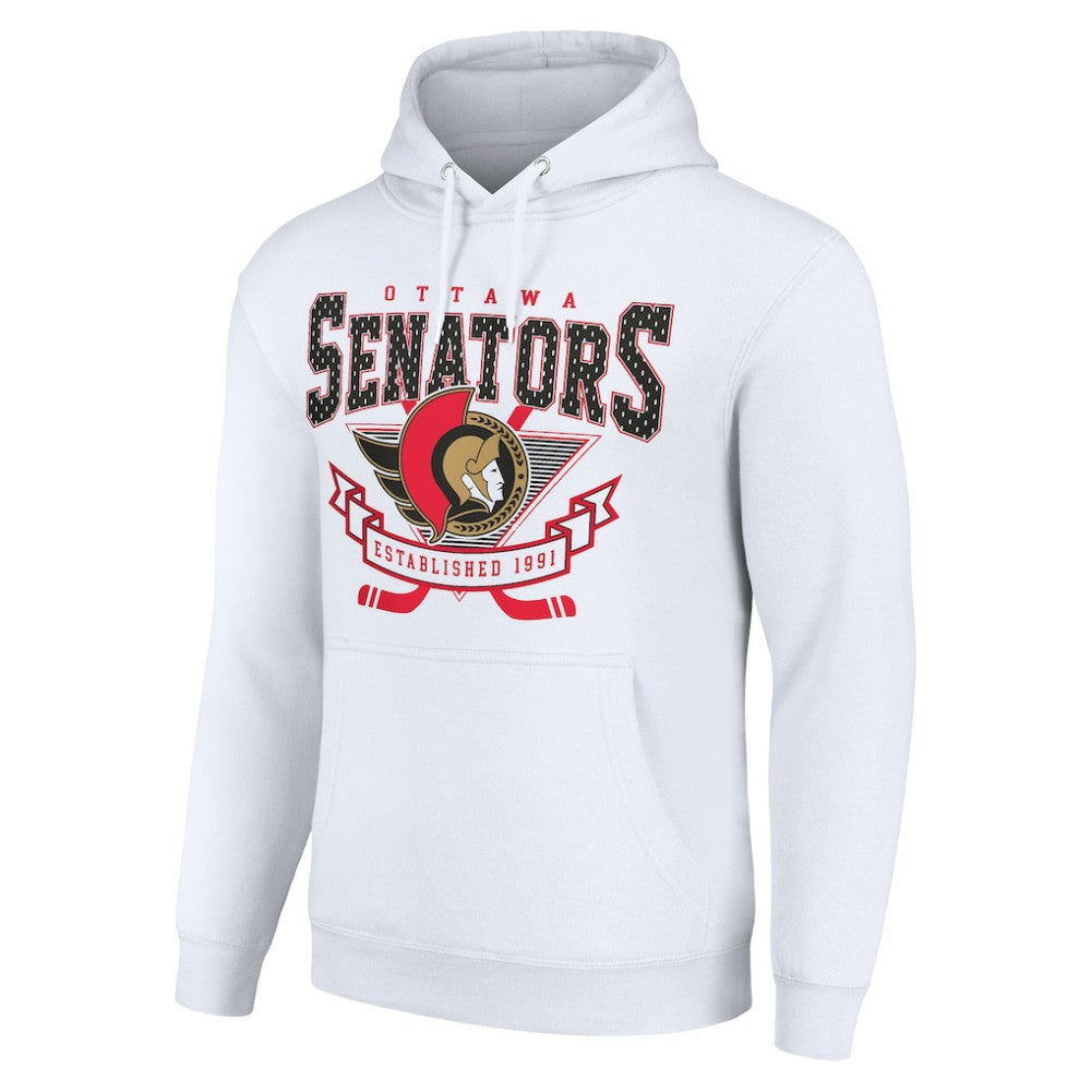 Ottawa Senators Starter Team Logo Graphic Fleece Tri-Blend Pullover Hoodie - White - NHL