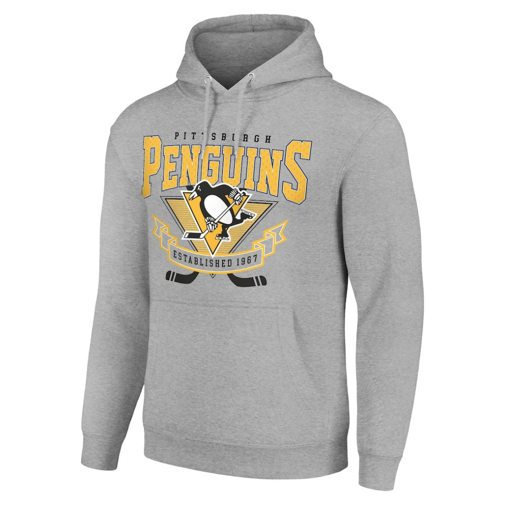 Pittsburgh Penguins Starter Team Logo Graphic Fleece Tri-Blend Pullover Hoodie - Heather Gray - NHL